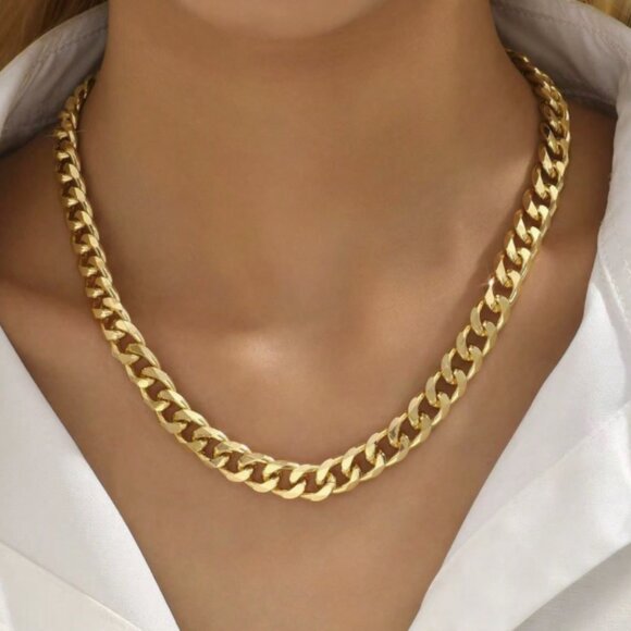 14k Chunky Gold filled Cuban Chain Necklace - Picture 1 of 3